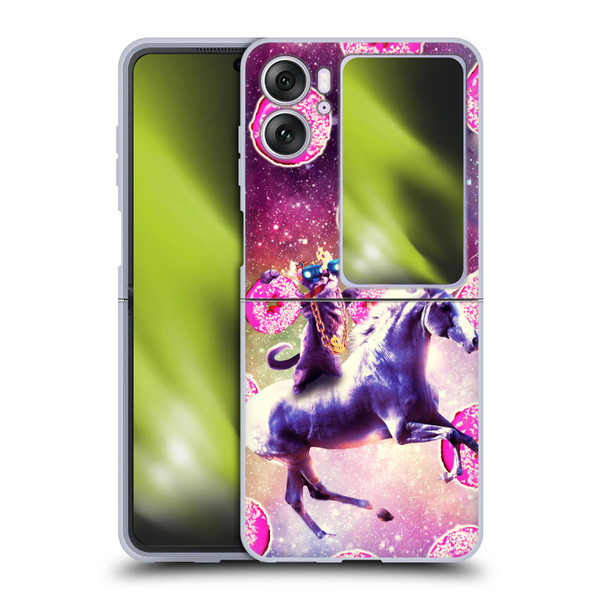 Random Galaxy Mixed Designs Thug Cat Riding Unicorn Soft Gel Case for OPPO Find N2 Flip