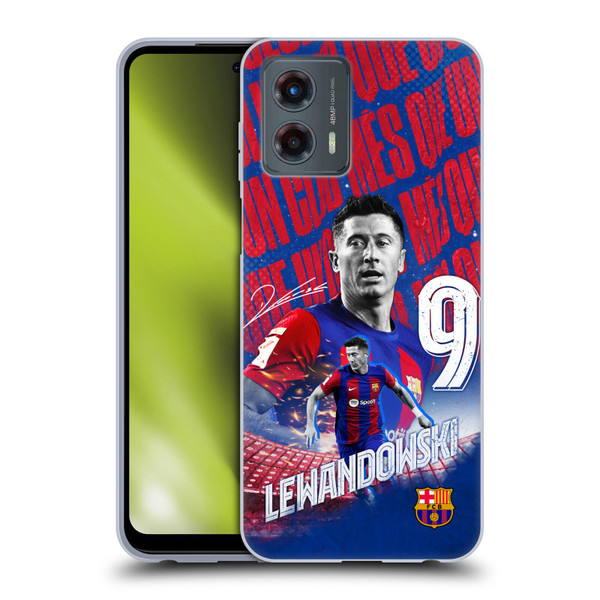 FC Barcelona 2023/24 First Team Robert Lewandowski Soft Gel Case for Motorola Moto G (2023)