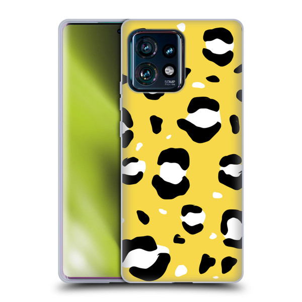 Grace Illustration Animal Prints Yellow Leopard Soft Gel Case for Motorola Edge Plus 2023