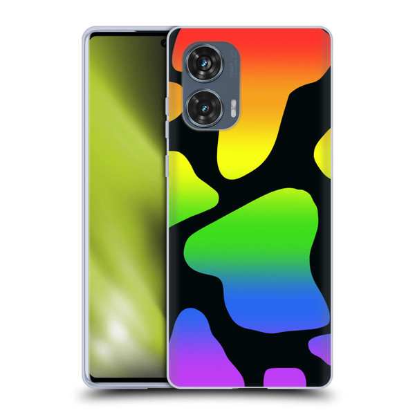 Grace Illustration Cow Prints Rainbow Soft Gel Case for Motorola Edge 50 Fusion