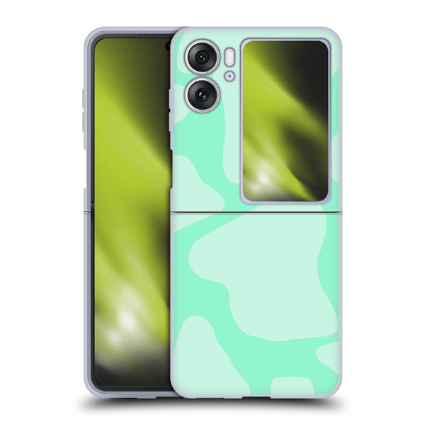 Grace Illustration Cow Prints Mint Green Soft Gel Case for OPPO Find N2 Flip