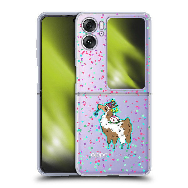Grace Illustration Llama Birthday Soft Gel Case for OPPO Find N2 Flip