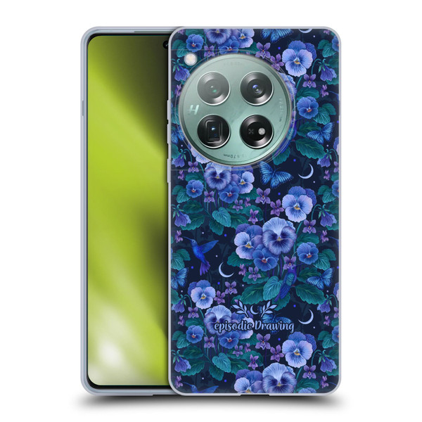 Episodic Drawing Florals & Serpents Violet Blue Flowers Soft Gel Case for OnePlus 12