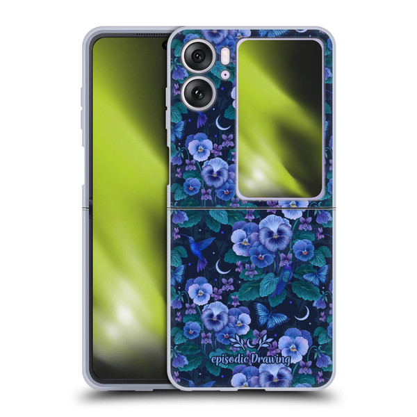 Episodic Drawing Florals & Serpents Violet Blue Flowers Soft Gel Case for OPPO Find N2 Flip