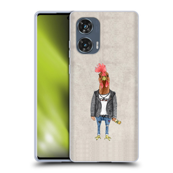 Barruf Animals Punk Rooster Soft Gel Case for Motorola Edge 50 Fusion