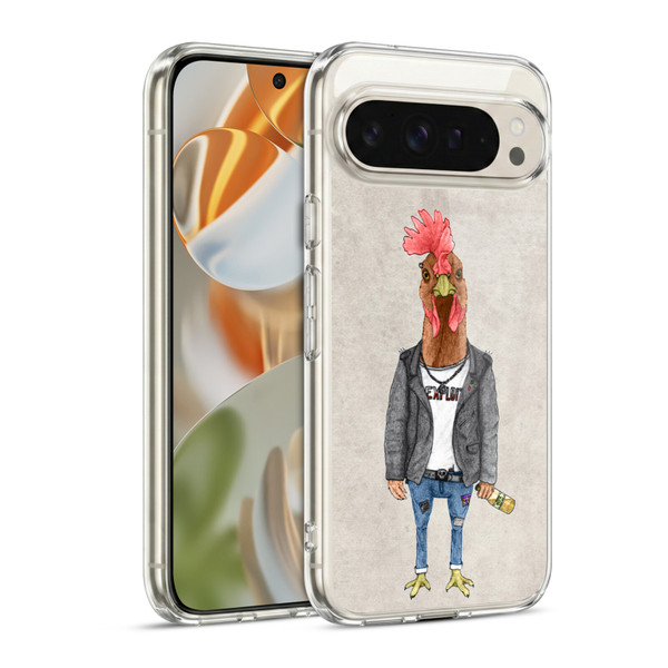 Barruf Animals Punk Rooster Soft Gel Case for Google Pixel 9 / Pixel 9 Pro