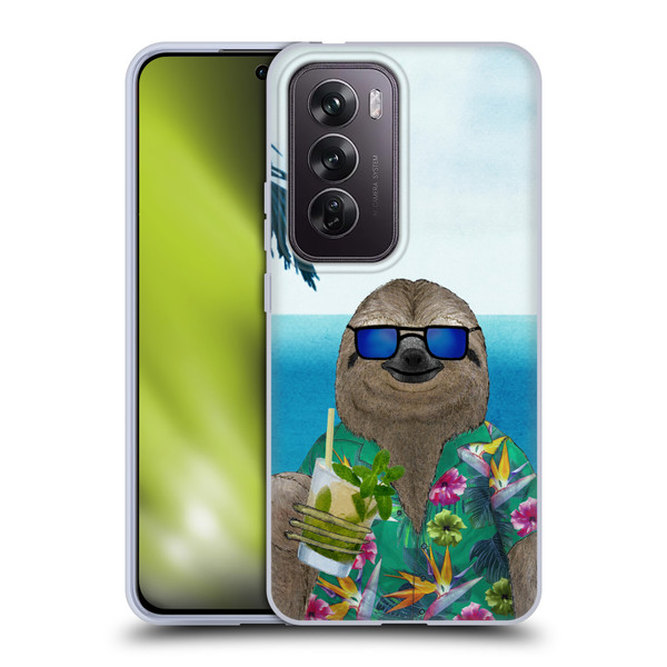 Barruf Animals Sloth In Summer Soft Gel Case for OPPO Reno12 Pro 5G