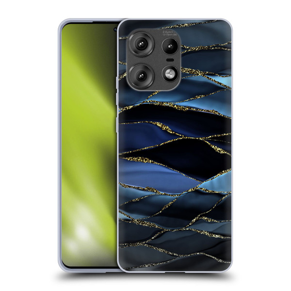 UtArt Dark Night Marble Deep Sparkle Waves Soft Gel Case for Motorola Edge 50 Pro