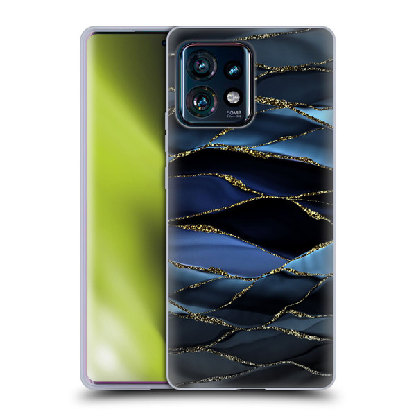 UtArt Dark Night Marble Deep Sparkle Waves Soft Gel Case for Motorola Edge Plus 2023