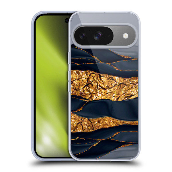 UtArt Dark Night Marble Gold Foil And Ink Soft Gel Case for Google Pixel 9 / Pixel 9 Pro