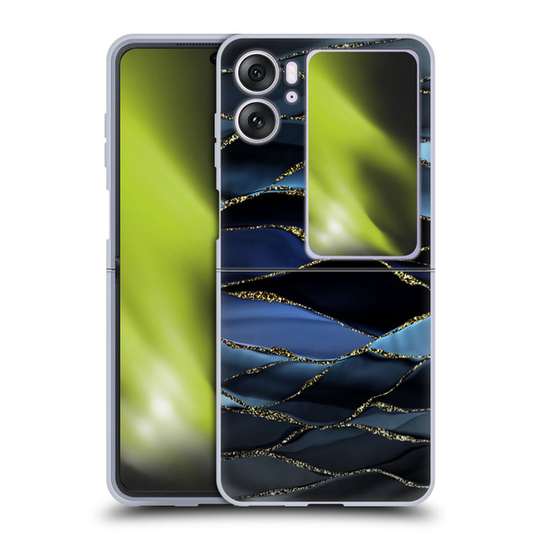 UtArt Dark Night Marble Deep Sparkle Waves Soft Gel Case for OPPO Find N2 Flip
