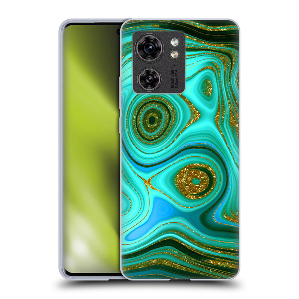 UtArt Malachite Emerald Liquid Gem Soft Gel Case for Motorola Edge (2023)