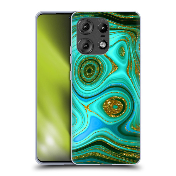 UtArt Malachite Emerald Liquid Gem Soft Gel Case for Motorola Edge 50 Pro