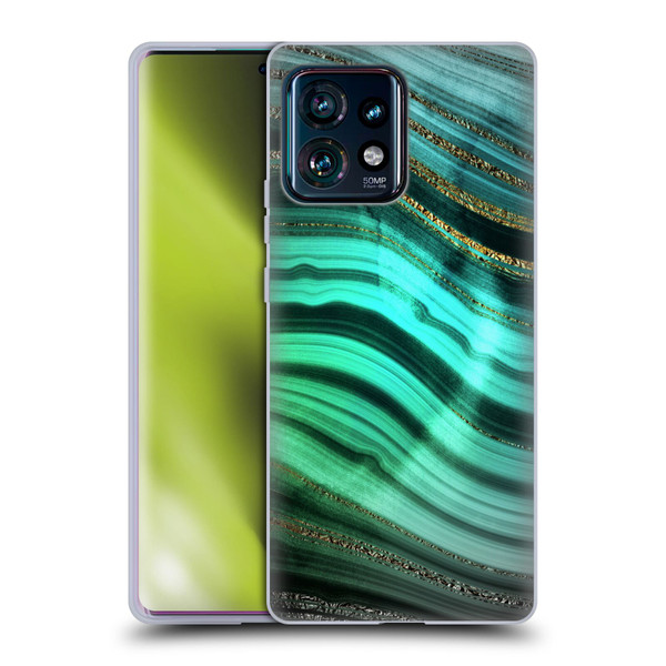 UtArt Malachite Emerald Glitter Gradient Soft Gel Case for Motorola Edge Plus 2023