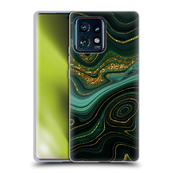 UtArt Malachite Emerald Gilded Teal Soft Gel Case for Motorola Edge Plus 2023