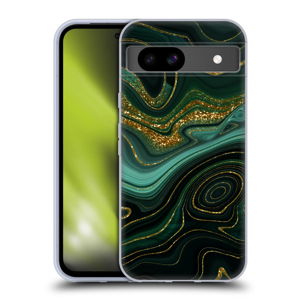 UtArt Malachite Emerald Gilded Teal Soft Gel Case for Google Pixel 8a