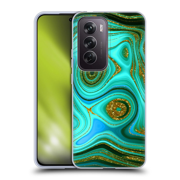 UtArt Malachite Emerald Liquid Gem Soft Gel Case for OPPO Reno12 Pro 5G