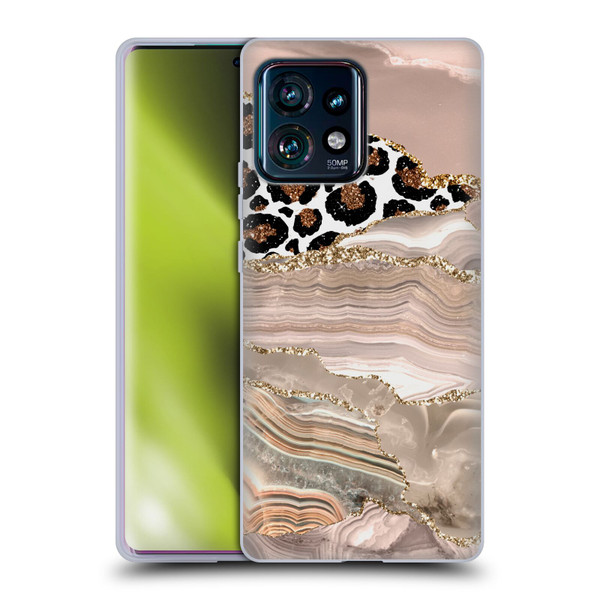 UtArt Wild Cat Marble Cheetah Waves Soft Gel Case for Motorola Edge Plus 2023