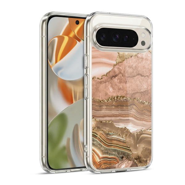 UtArt Wild Cat Marble Beige Gold Soft Gel Case for Google Pixel 9 / Pixel 9 Pro