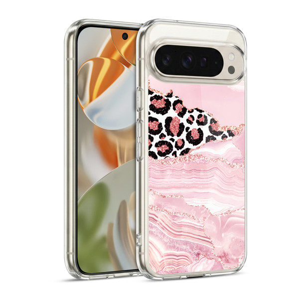 UtArt Wild Cat Marble Pink Glitter Soft Gel Case for Google Pixel 9 / Pixel 9 Pro