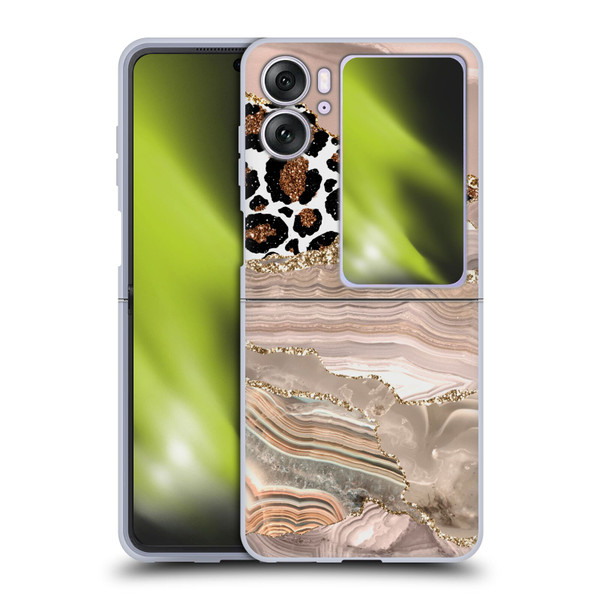 UtArt Wild Cat Marble Cheetah Waves Soft Gel Case for OPPO Find N2 Flip