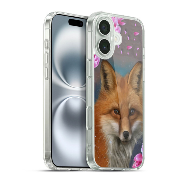 Ash Evans Animals Fox Peonies Soft Gel Case for Apple iPhone 16 Plus & MagSafe
