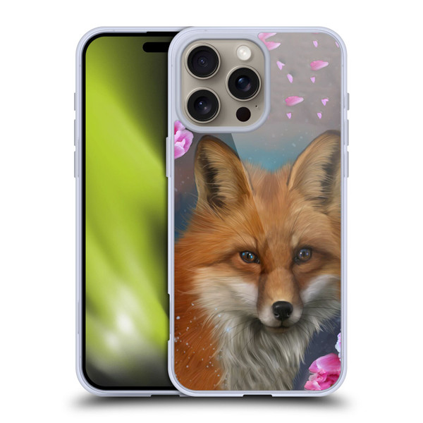 Ash Evans Animals Fox Peonies Soft Gel Case for Apple iPhone 16 Pro Max