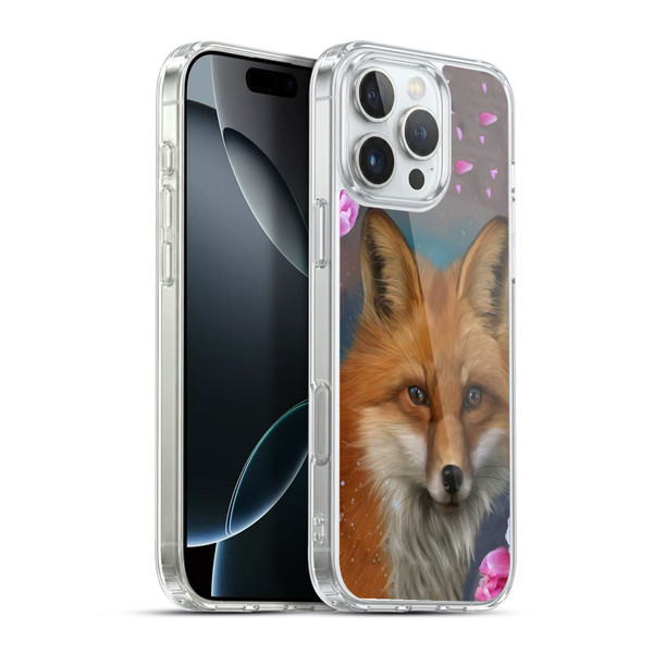 Ash Evans Animals Fox Peonies Soft Gel Case for Apple iPhone 16 Pro Max & MagSafe