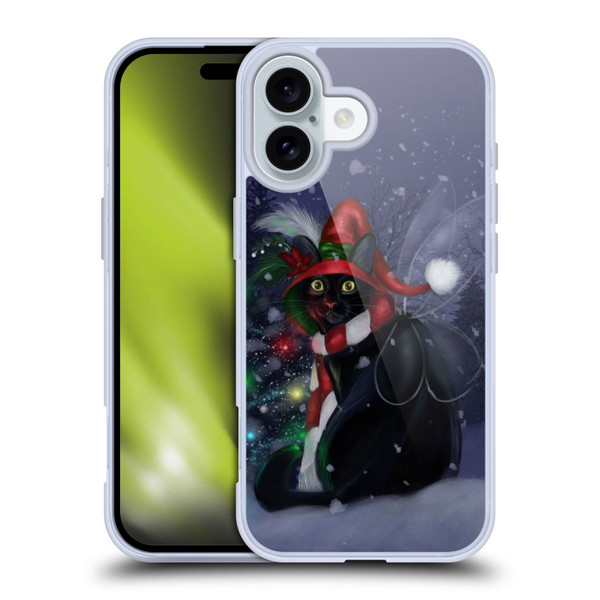 Ash Evans Black Cats Yuletide Cheer Soft Gel Case for Apple iPhone 16