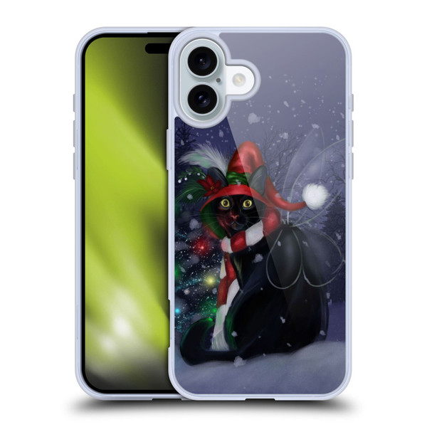 Ash Evans Black Cats Yuletide Cheer Soft Gel Case for Apple iPhone 16 Plus