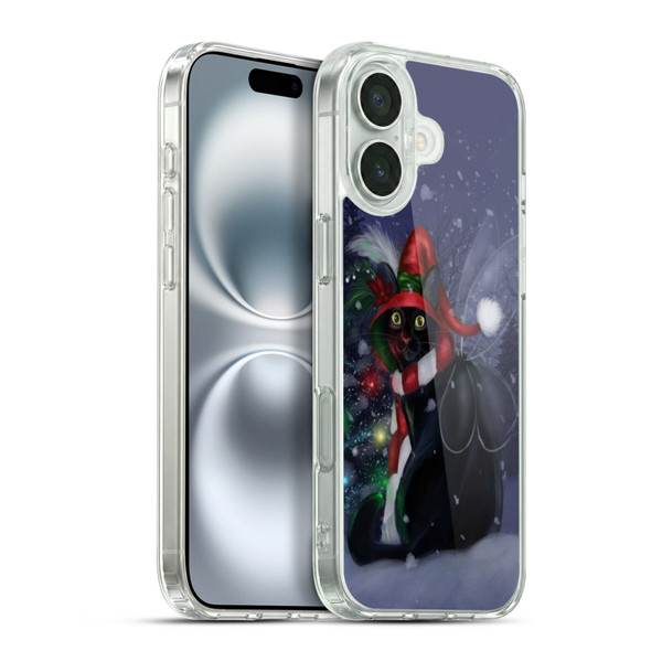 Ash Evans Black Cats Yuletide Cheer Soft Gel Case for Apple iPhone 16 Plus & MagSafe