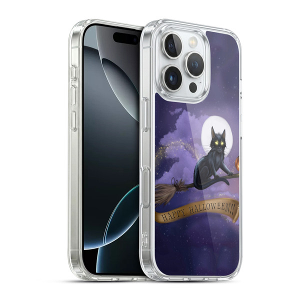 Ash Evans Black Cats Happy Halloween Soft Gel Case for Apple iPhone 16 Pro & MagSafe