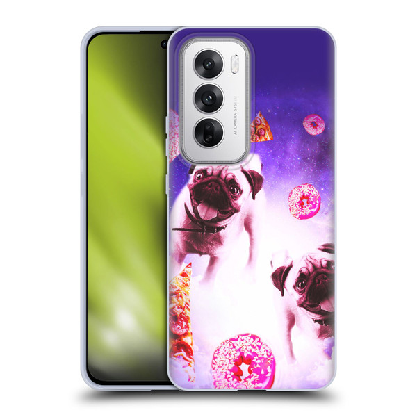 Random Galaxy Mixed Designs Pugs Pizza & Donut Soft Gel Case for OPPO Reno12 5G