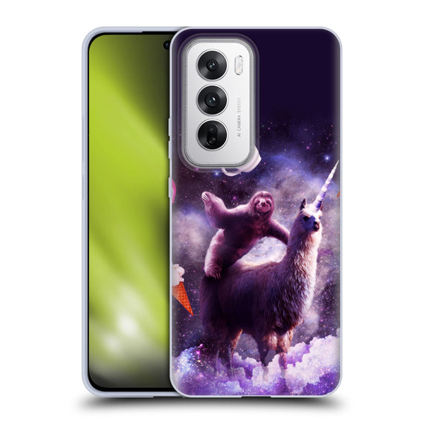 Random Galaxy Mixed Designs Sloth Riding Unicorn Soft Gel Case for OPPO Reno12 5G