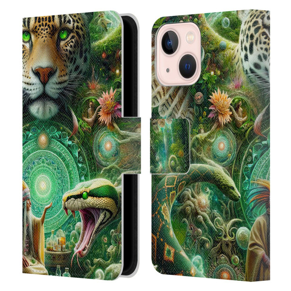 Shambhala Light Visionary Art Celestial Graphics Jungle Life Leather Book Wallet Case Cover For Apple iPhone 13 Mini