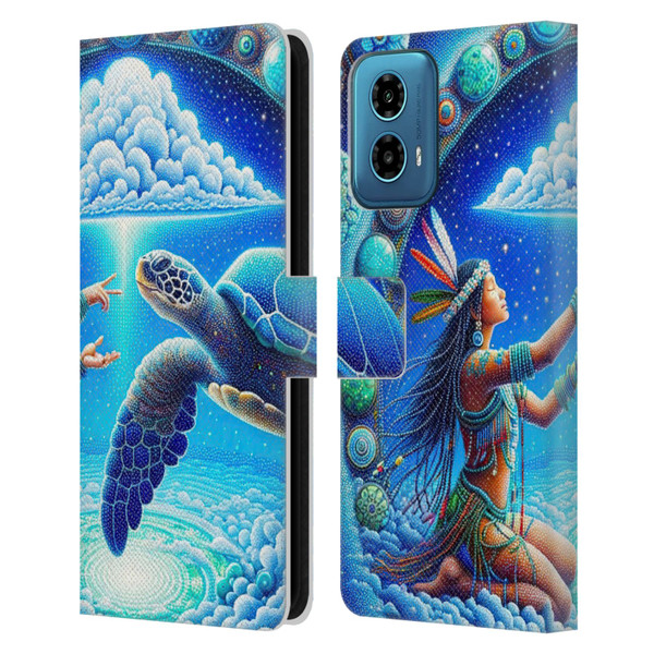 Shambhala Light Visionary Art Celestial Graphics Terrapin Traveler Leather Book Wallet Case Cover For Motorola Moto G34 5G