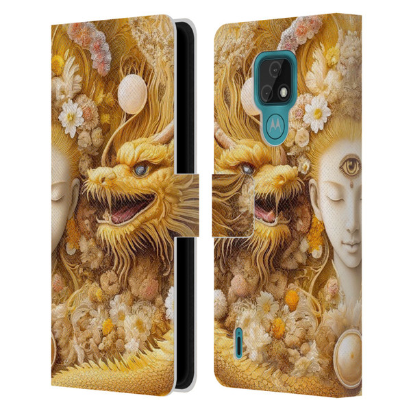 Shambhala Light Visionary Art Celestial Graphics Lucky Dragons Leather Book Wallet Case Cover For Motorola Moto E7