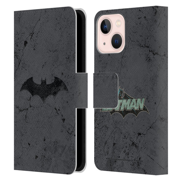 Batman DC Comics Hush Logo Distressed Leather Book Wallet Case Cover For Apple iPhone 13 Mini