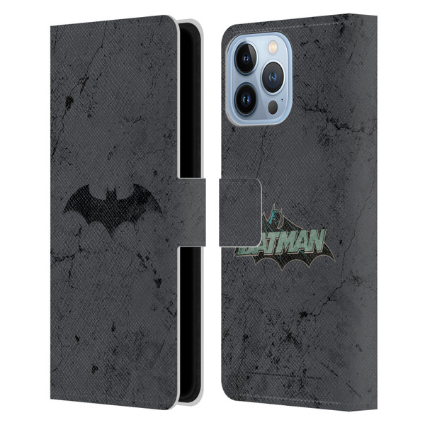 Batman DC Comics Hush Logo Distressed Leather Book Wallet Case Cover For Apple iPhone 13 Pro Max