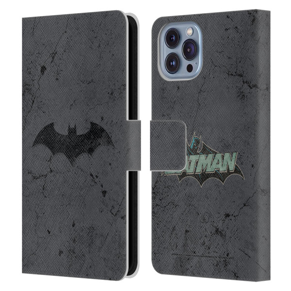 Batman DC Comics Hush Logo Distressed Leather Book Wallet Case Cover For Apple iPhone 14