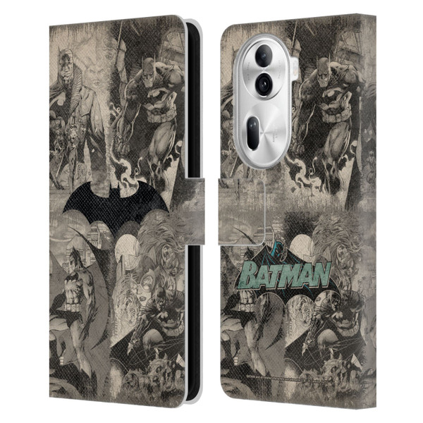Batman DC Comics Hush Logo Collage Distressed Leather Book Wallet Case Cover For OPPO Reno11