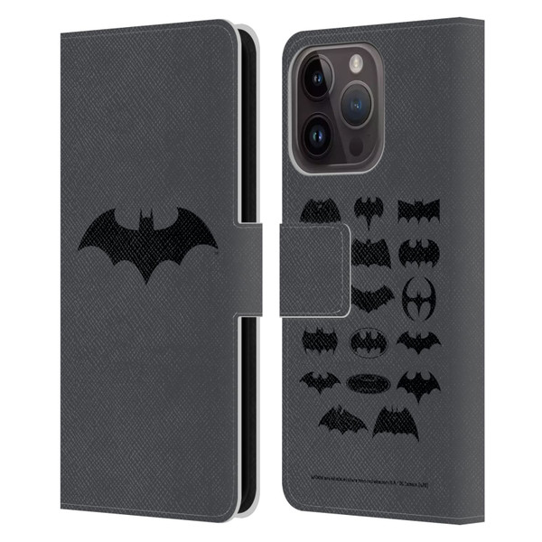 Batman DC Comics Logos Hush Leather Book Wallet Case Cover For Apple iPhone 15 Pro