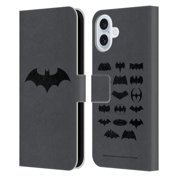 Batman DC Comics Logos Hush Leather Book Wallet Case Cover For Apple iPhone 16 Plus