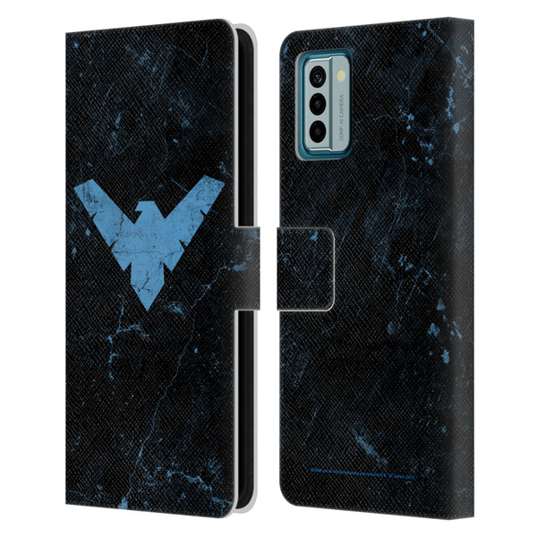 Batman DC Comics Nightwing Logo Grunge Leather Book Wallet Case Cover For Nokia G42