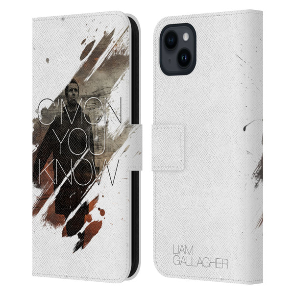 Liam Gallagher Graphics C'mon You Know Leather Book Wallet Case Cover For Apple iPhone 15 Plus