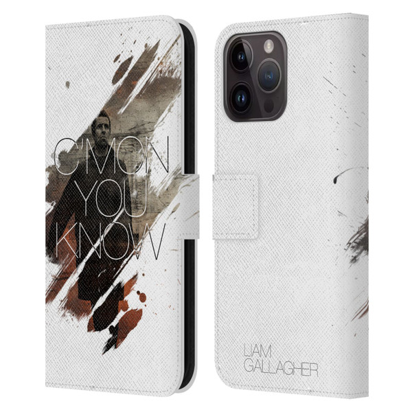 Liam Gallagher Graphics C'mon You Know Leather Book Wallet Case Cover For Apple iPhone 15 Pro Max