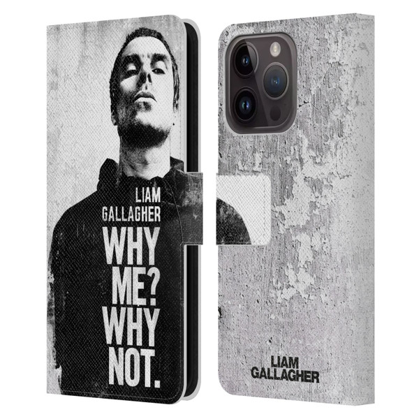 Liam Gallagher Graphics Why Me Leather Book Wallet Case Cover For Apple iPhone 15 Pro