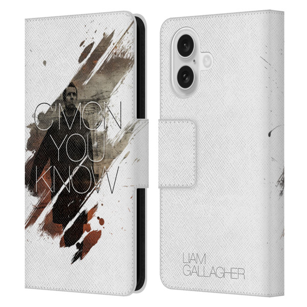 Liam Gallagher Graphics C'mon You Know Leather Book Wallet Case Cover For Apple iPhone 16