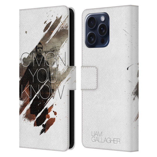 Liam Gallagher Graphics C'mon You Know Leather Book Wallet Case Cover For Apple iPhone 16 Pro Max