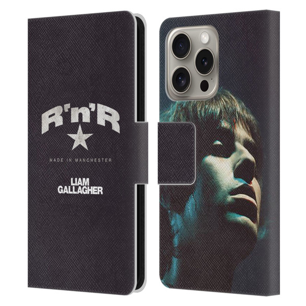 Liam Gallagher Graphics R 'N' R Star Leather Book Wallet Case Cover For Apple iPhone 16 Pro